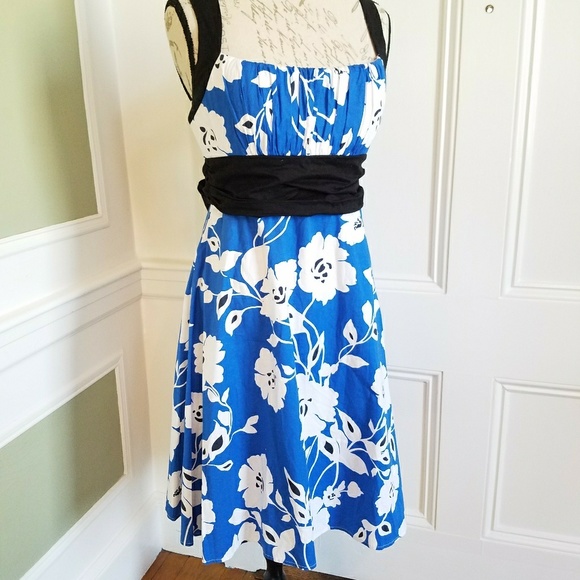 B. Smart Dresses & Skirts - Sundress royal blue, white & black with sash
